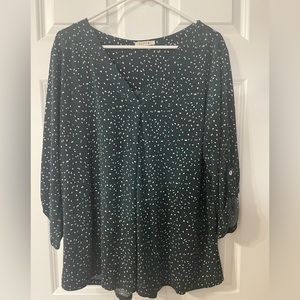 Like New - Beacon Patty Roll Tab Knit Top - Dark Green- Size 2X